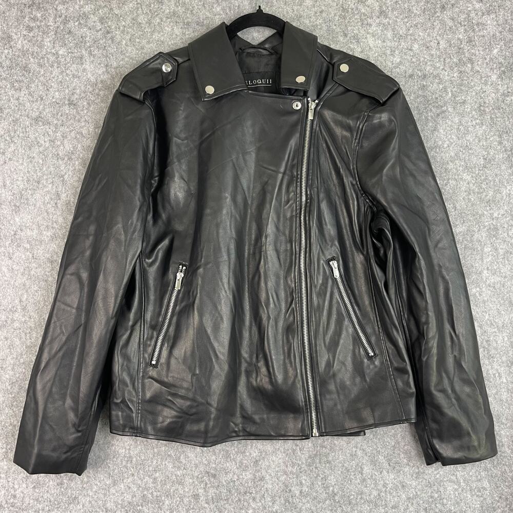 Eloquii Faux Leather Moto Biker Jacket Womens Plus 14/16 Black‎ Asymmetrical NWT